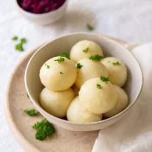 German dumplings in a bowl.