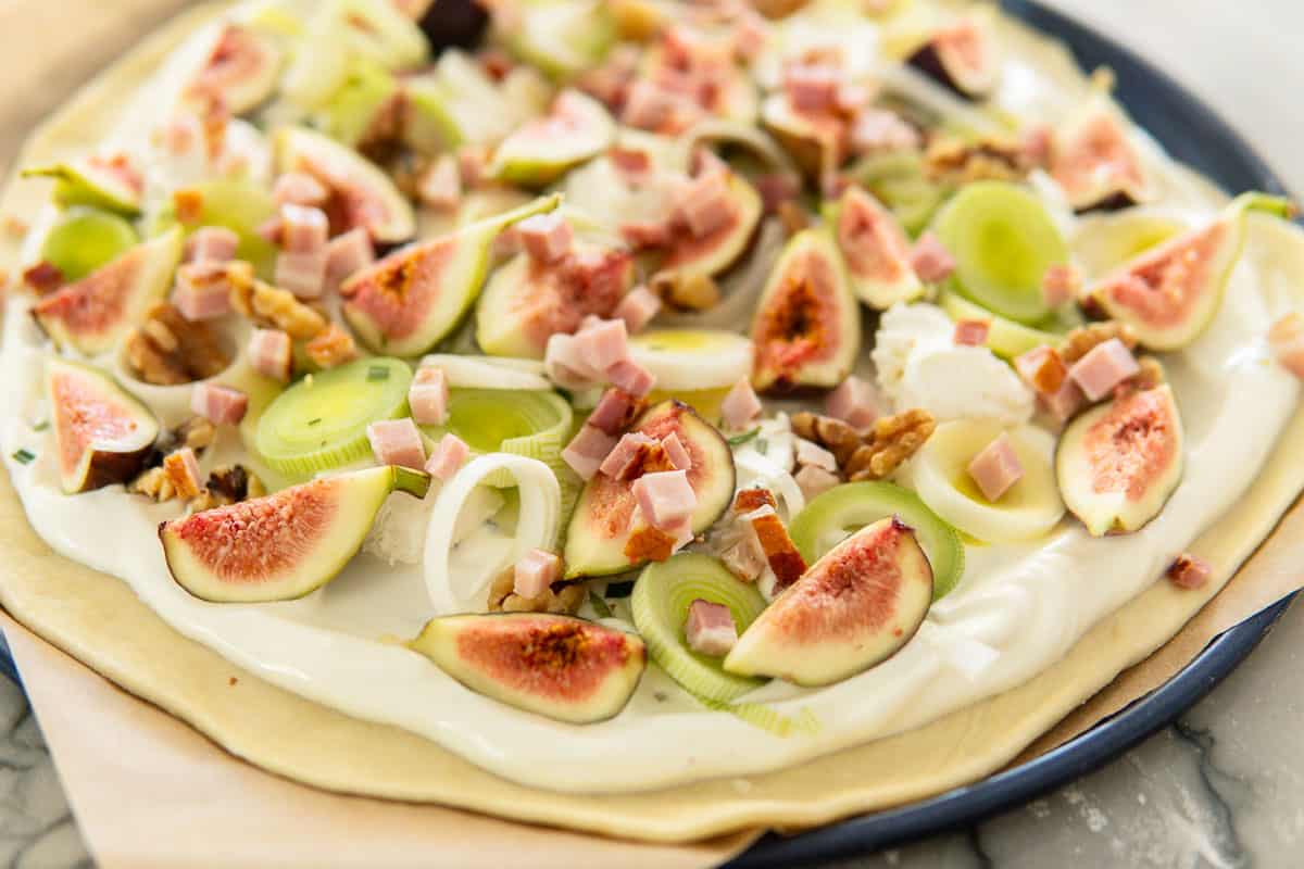 fall flammkuchen before baking