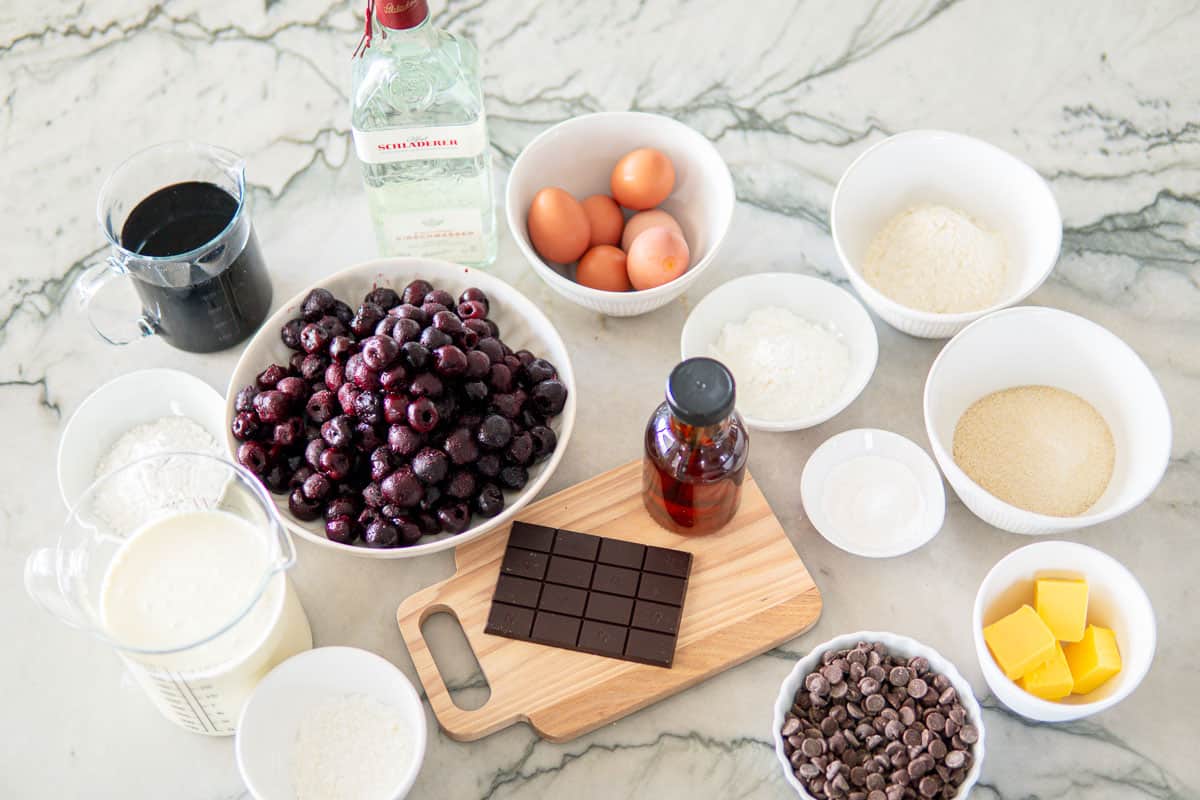 ingredients for Schwarzwälder Kirschtorte