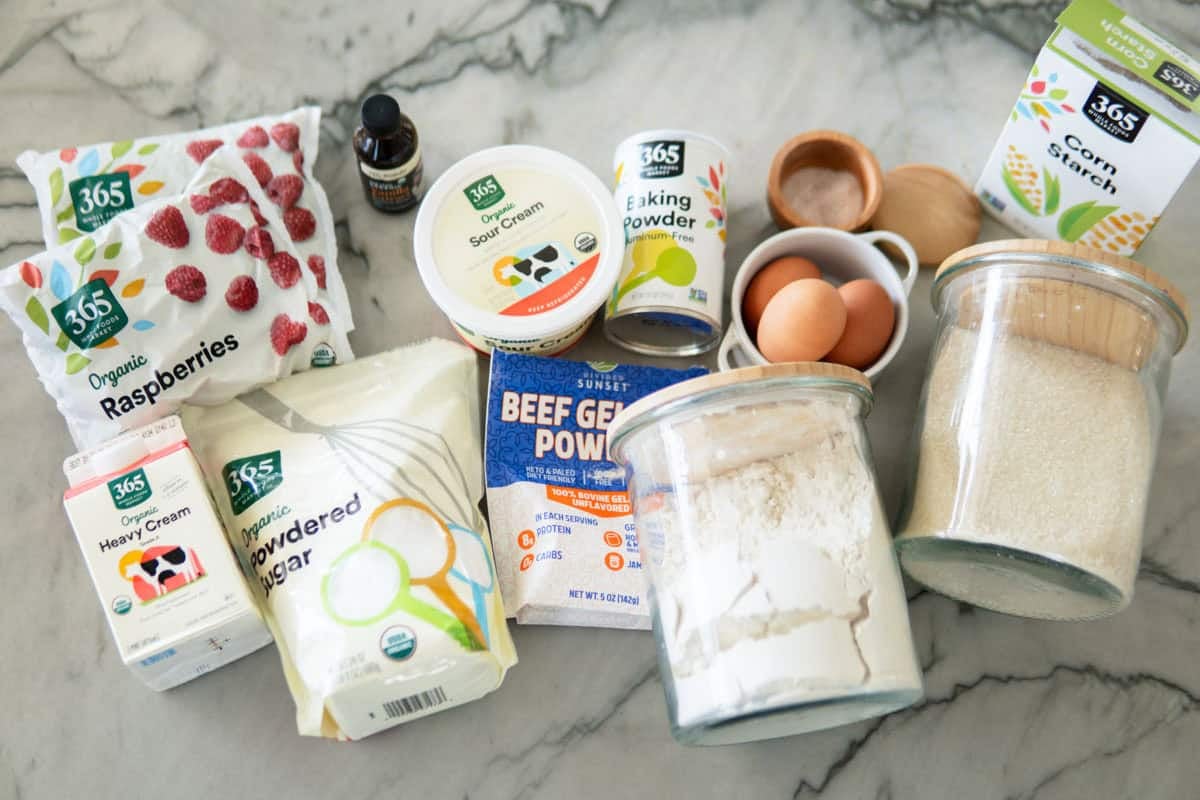 Ingredients for Himbeertorte.