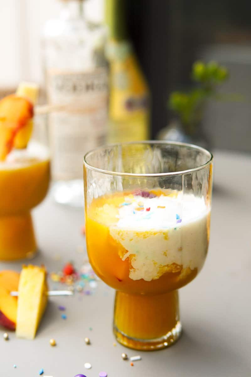 closeup view of filled punch glass