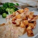 chicken schnitzel Hawaii with creamy pineapple ham sauce