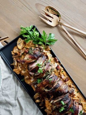 roasted pork loin recipe with herbs and bacon dirndl kitchen