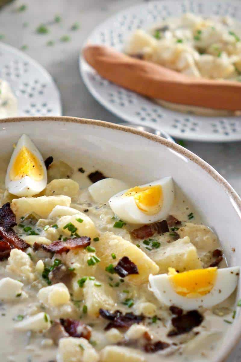 kartoffelsalat mit wurstchen german christmas eve meal dirndl kitchen