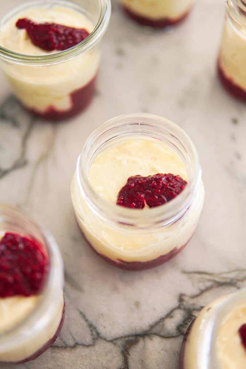 cheesecake in jars before baking