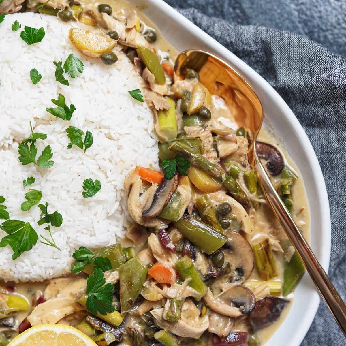 The BEST German Chicken Stew for Instant Pot (Huhnerfrikassee)