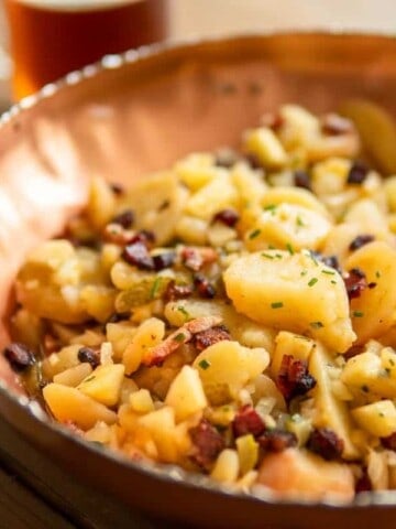 potato salad in a copper bowl