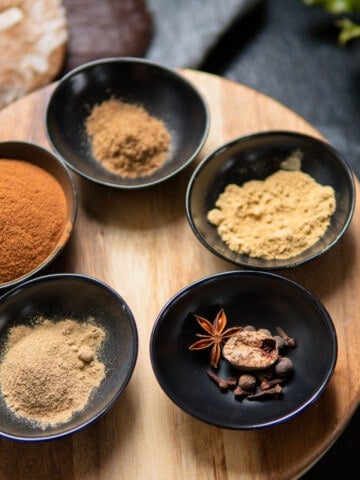 gingerbread spices on a wooden board