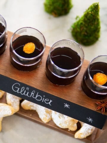 hot beer cocktail served using beer tasting kit