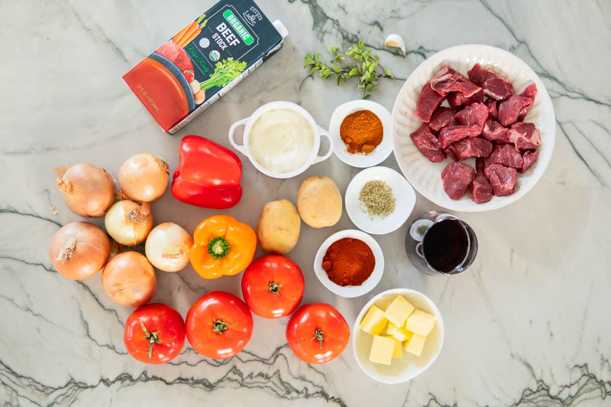 ingredients for Hungarian goulash