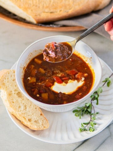 bowl of goulash soup