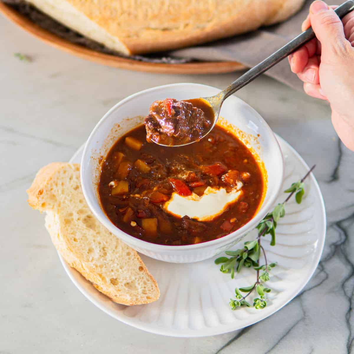 bowl of goulash soup