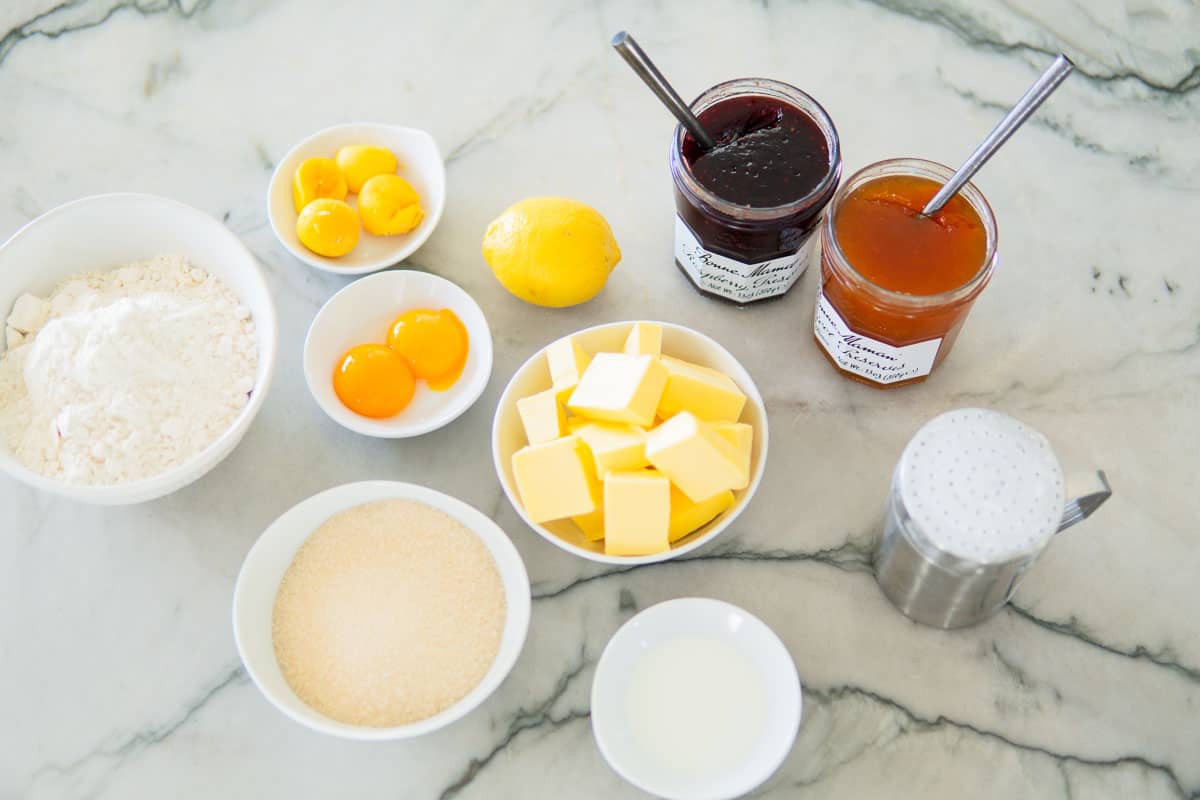 ingredients for Linzer cookies