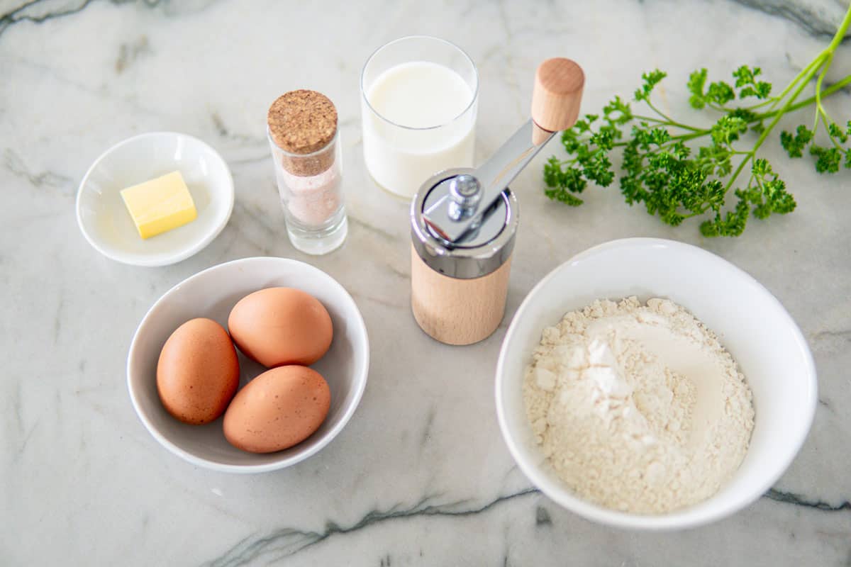 ingredients for German spätzle