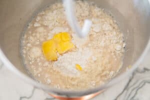 making dough for pretzel bratwurst buns