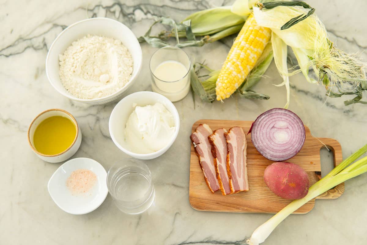 ingredients for summer flammkuchen