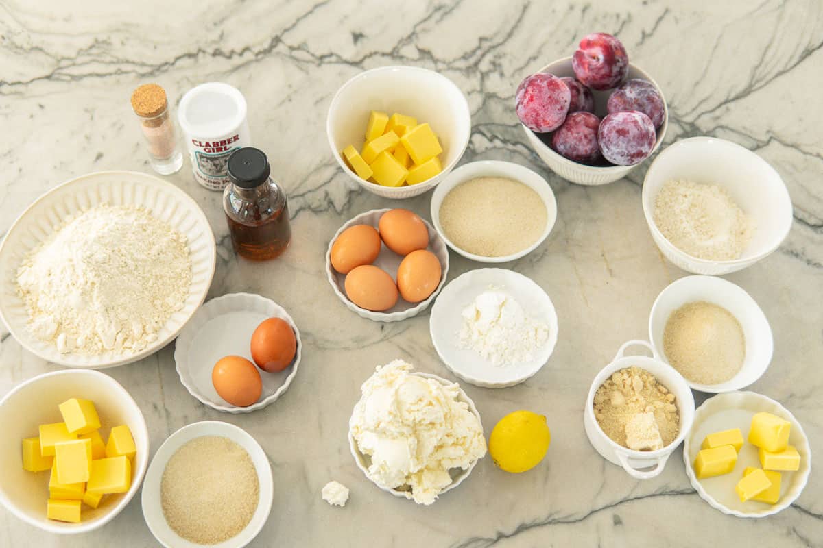 ingredients for homemade plum cake