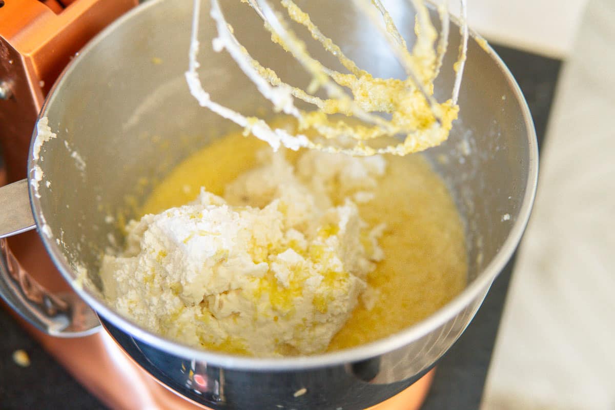 making the cheesecake layer for plum cake