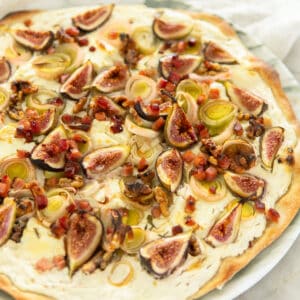 fall flammkuchen with bacon, goat cheese and walnuts