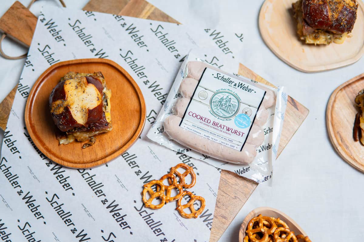 German bratwurst used for German ham and cheese sliders