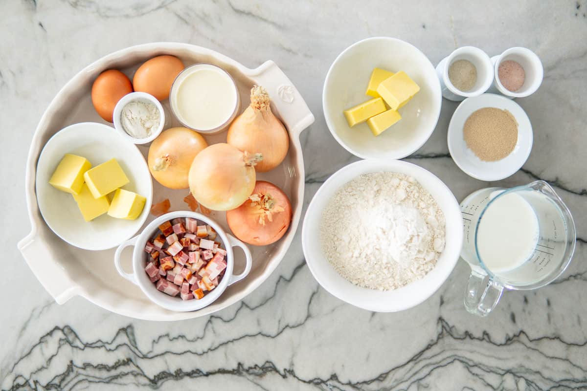 ingredients for Zwiebelkuchen