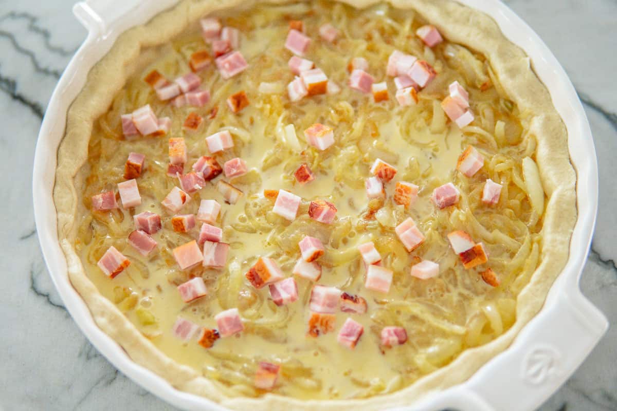 German onion pie before baking