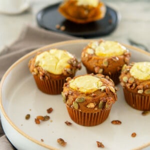 Starbucks pumpkin muffins in a white plate
