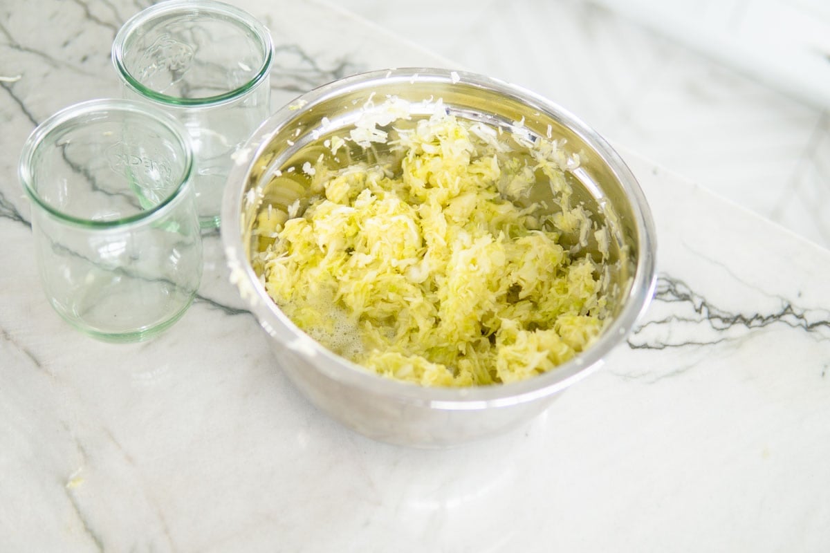 sauerkraut after kneading