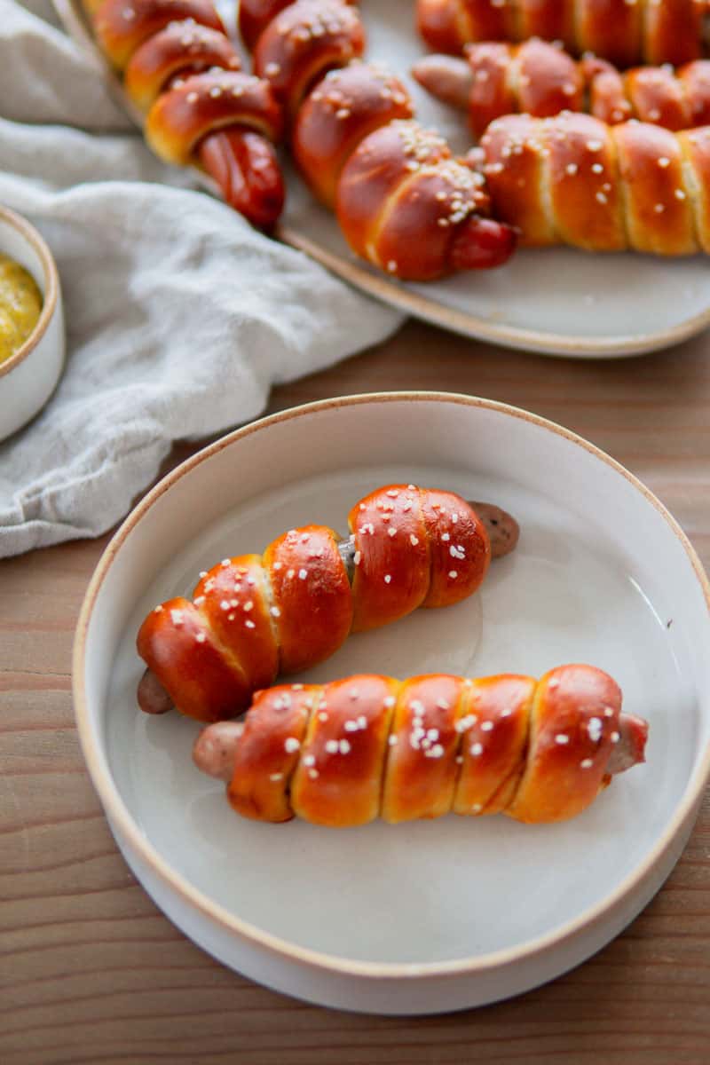 using bratwurst for pretzel dogs