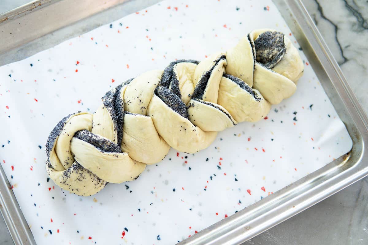 Braided bread before baking.