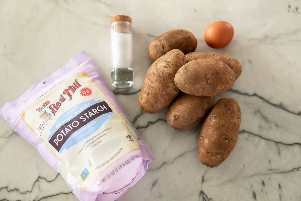 ingredients for German potato dumplings