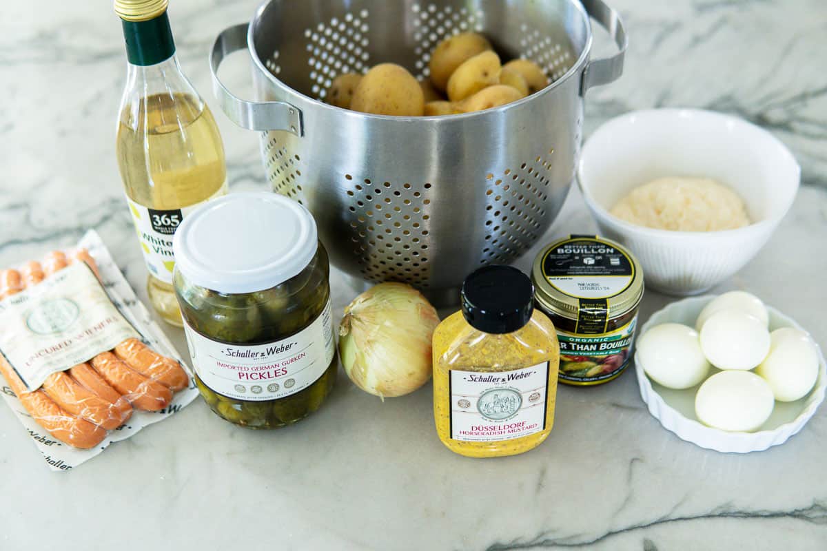 Ingredients for creamy German potato salad.