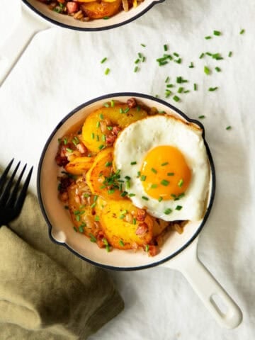 German pan-fried potatoes in little skillet