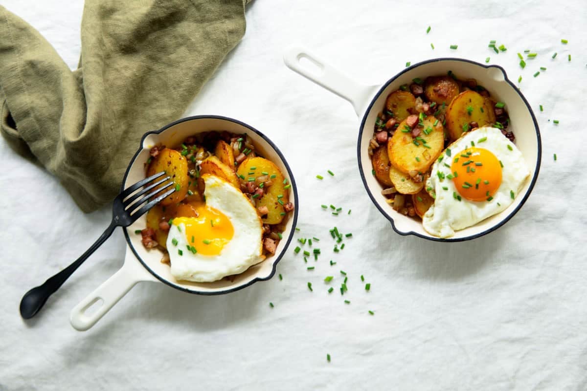 German pan fried potatoes using Yukon gold potatoes