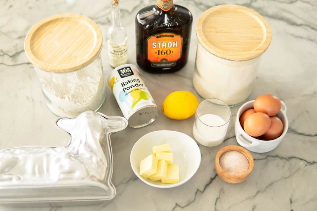 Ingredients for German lamb cake.