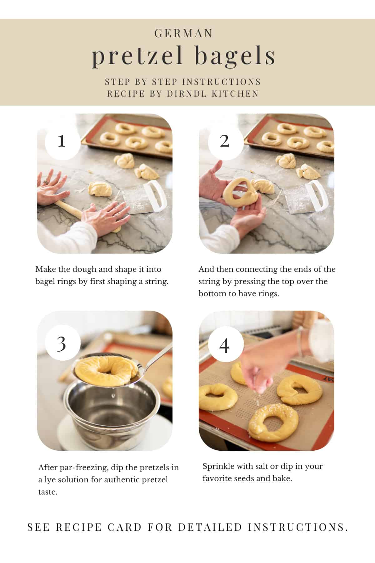 How to make pretzel bagels step by step images.