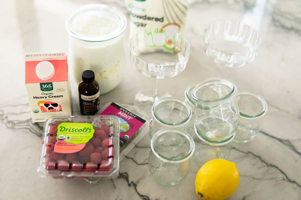 Ingredients for German quark dessert.