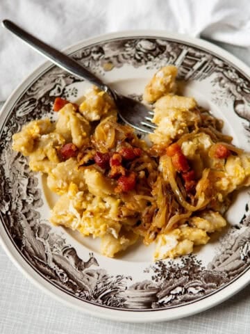 A plate of German mini potato dumplings.