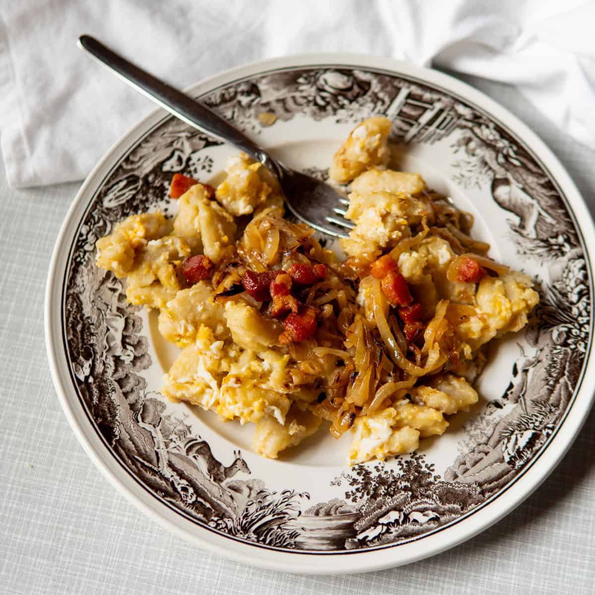 A plate of German mini potato dumplings.