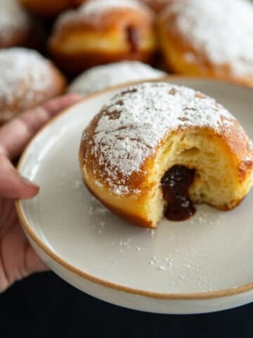 a Berliner German donut from the inside